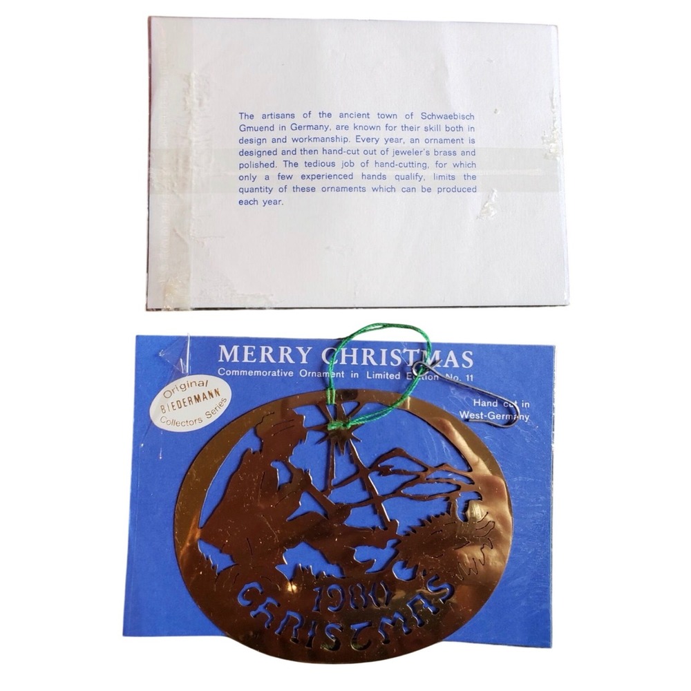 Vintage 1980 Biedermann Commemorative Brass Christmas Ornament No 11 West German